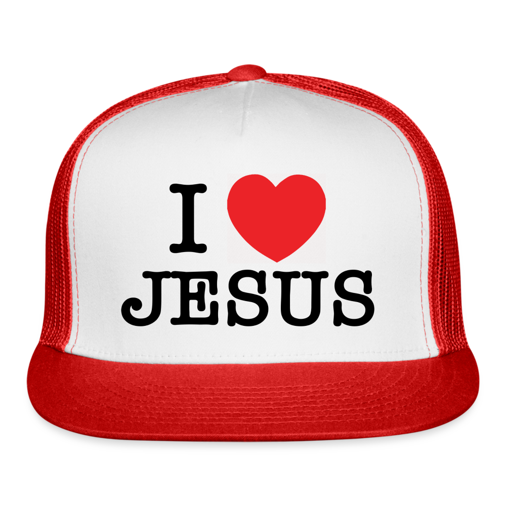 I Love Jesus Hat - white/red