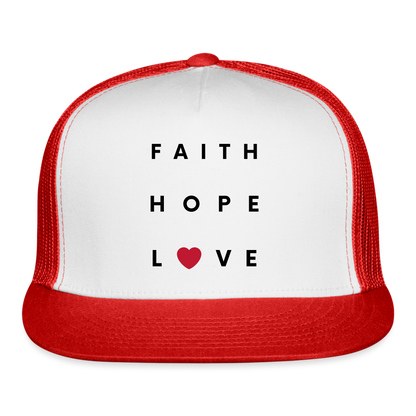 Faith Hope Love Hat - red - white/red