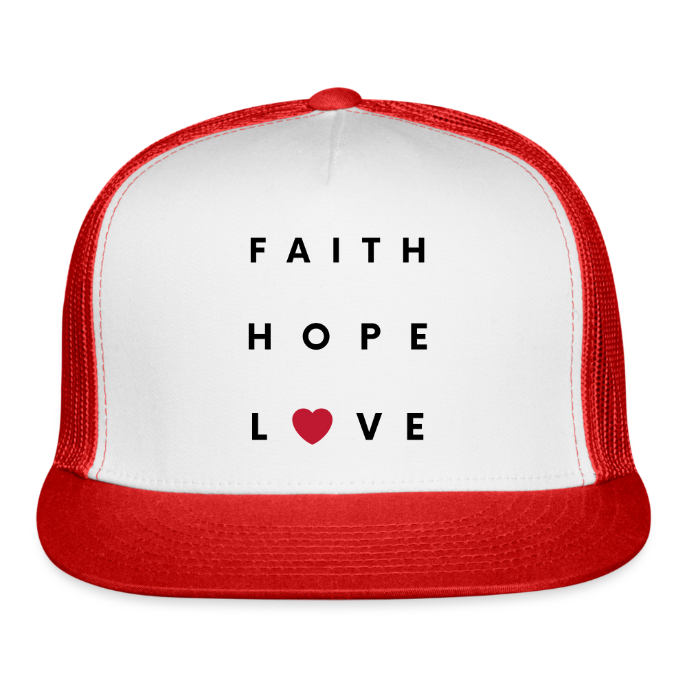Faith Hope Love Hat - red - white/red