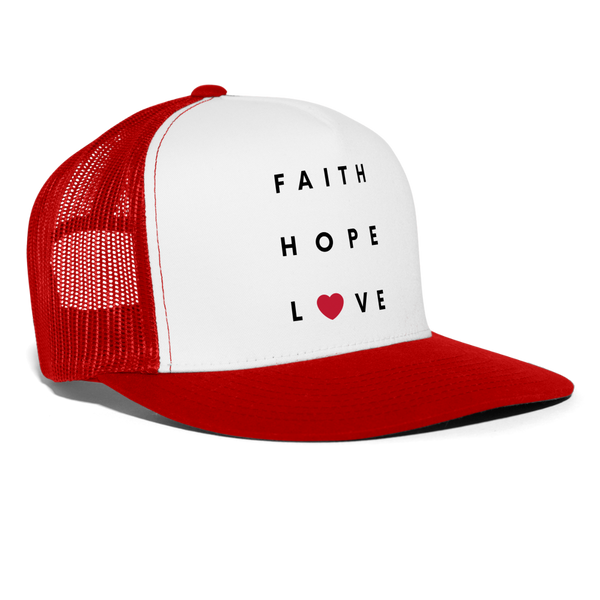 Faith Hope Love Hat - red - white/red